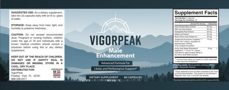 Vigor Peak Supplement Ingredients Label Matrix SEO
